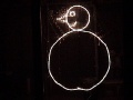 Original snowman lit up — rope light body and face, 2002